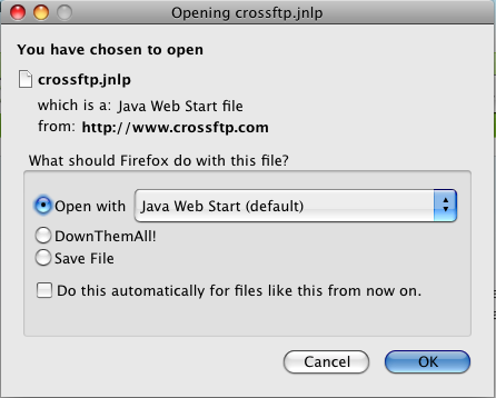 Open With Java Web Start